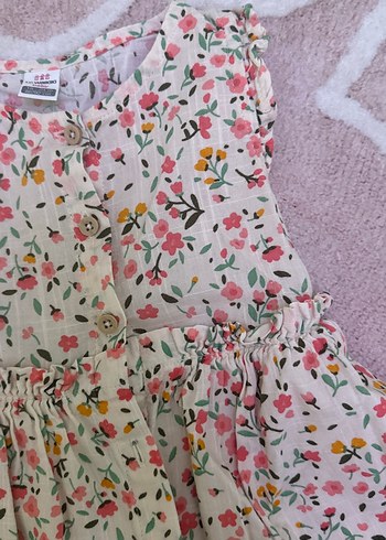 LC Waikiki Pembe Çiçekli Bohem Kız Elbisesi