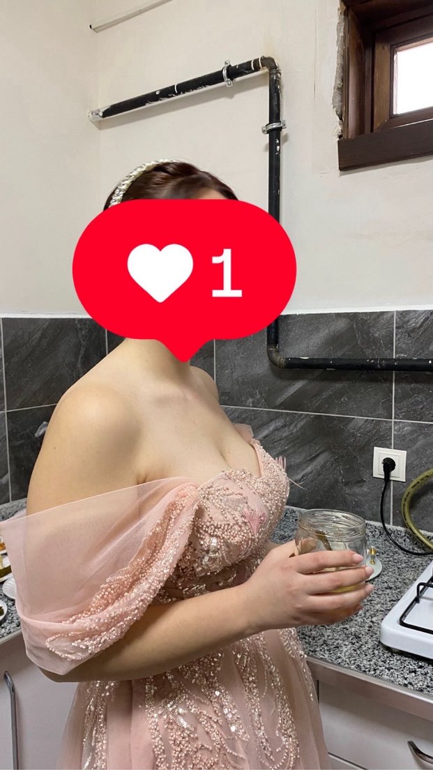 Pudra pembesi straplez isteme Nişan elbisesi - Görsel 2