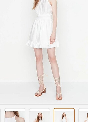 34 Beden beyaz Renk Trendyolmilla Kadın Kısa Elbise