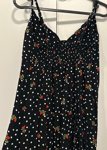 Siyah Puantiyeli V Yakalı Uzun Elbise - Görsel 3