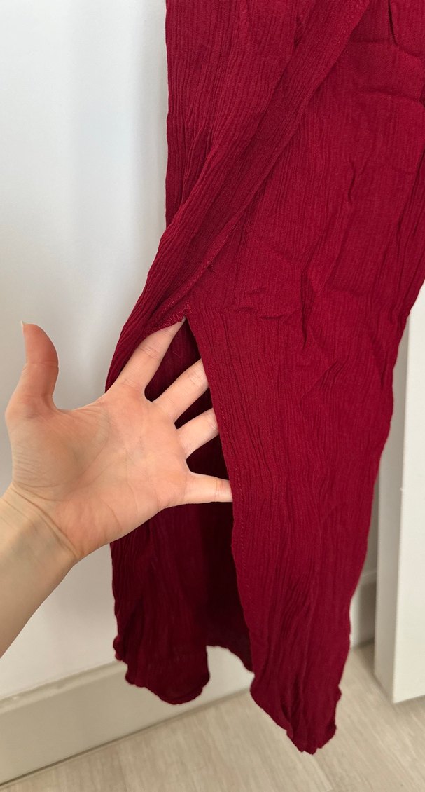 Bordo Salaş Midi Pantolon - Görsel 2