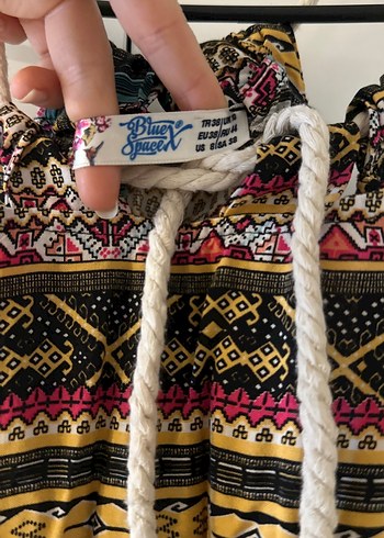 Bohem Tarz Çok Renkli Uzun Askılı Elbise - Görsel 2