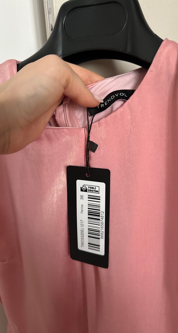 Pembe Midi V Yaka Fırfırlı nişan söz elbisesi - Görsel 2