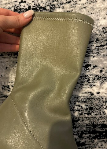 Açık yeşil Kadın Fermuarlı Blok Topuklu Bot - Görsel 4