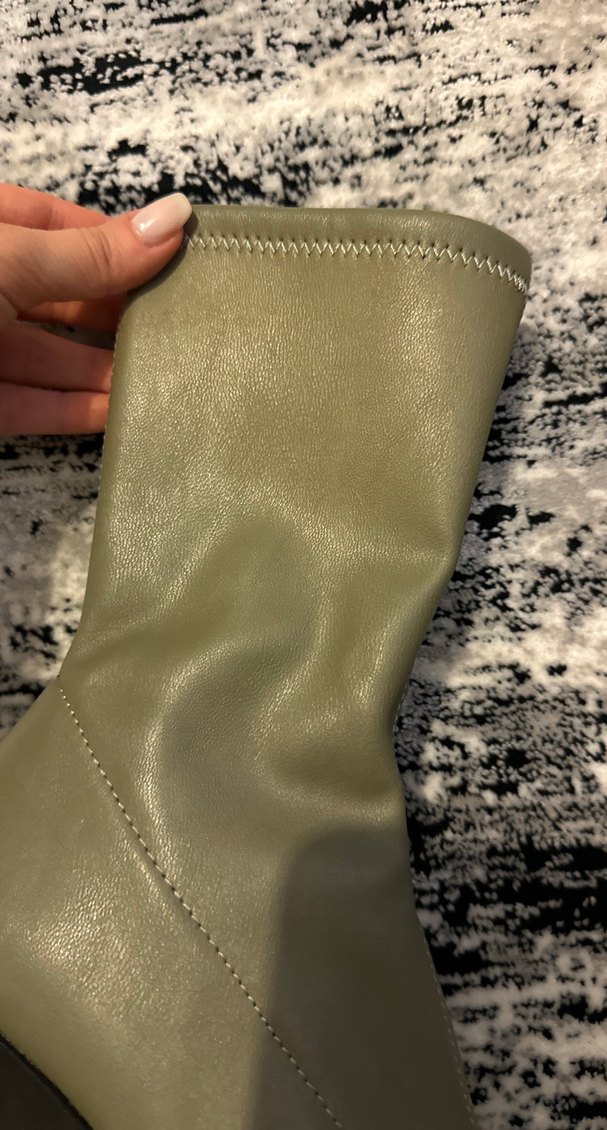 Açık yeşil Kadın Fermuarlı Blok Topuklu Bot - Görsel 4