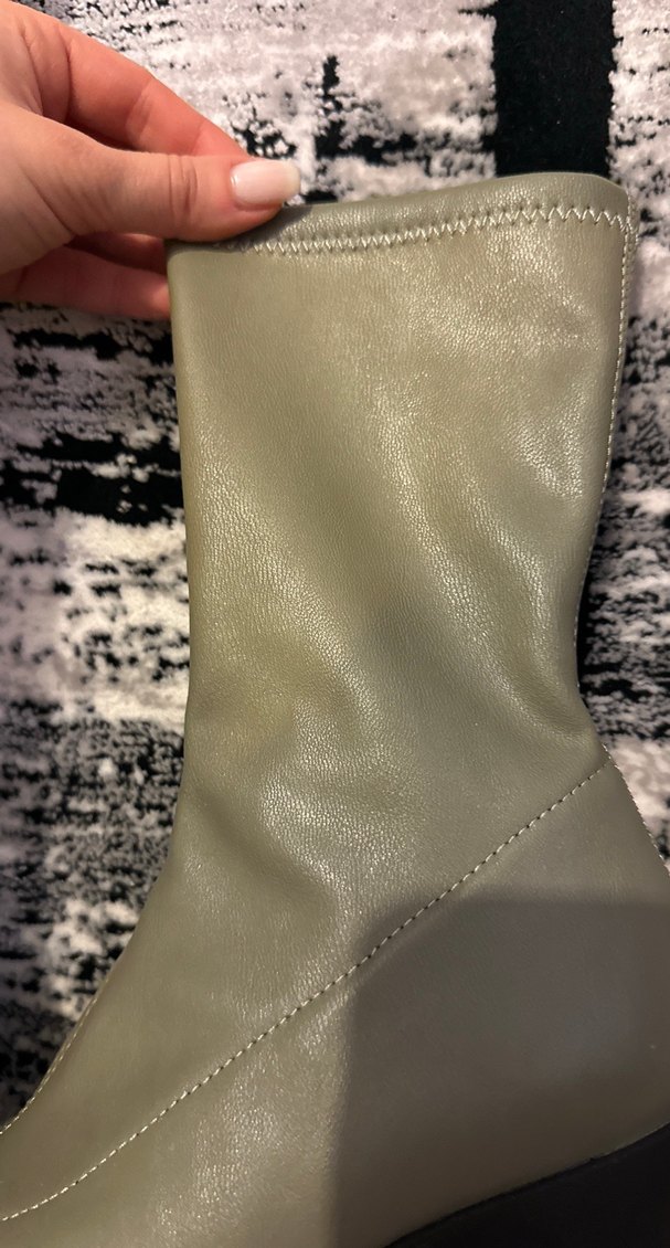 Açık yeşil Kadın Fermuarlı Blok Topuklu Bot - Görsel 3