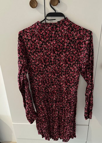 Bordo V Yakalı Uzun Kollu Bohem Elbise - Görsel 2