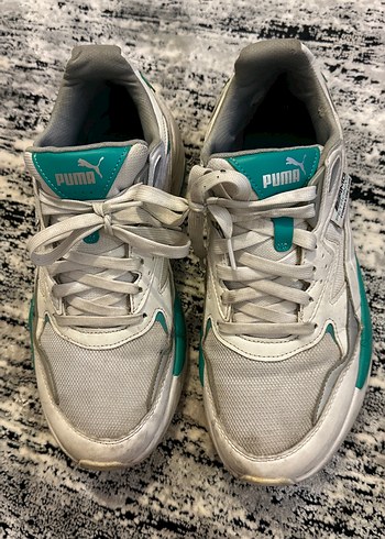 Beyaz Yeşil Puma Dolgu Topuk Spor Ayakkabı - Görsel 2