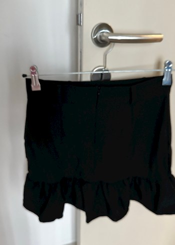 Siyah Mini Etek, Fırfırlı, Dar Kesim - Görsel 2