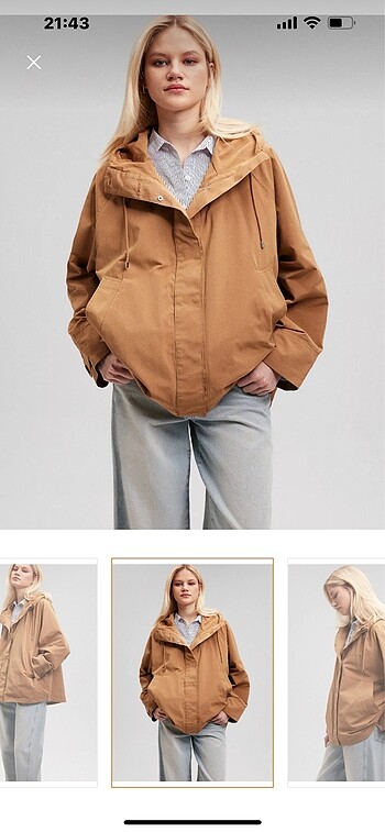 Mavi Jeans Kapüşonlu kahverengi ceket oversize