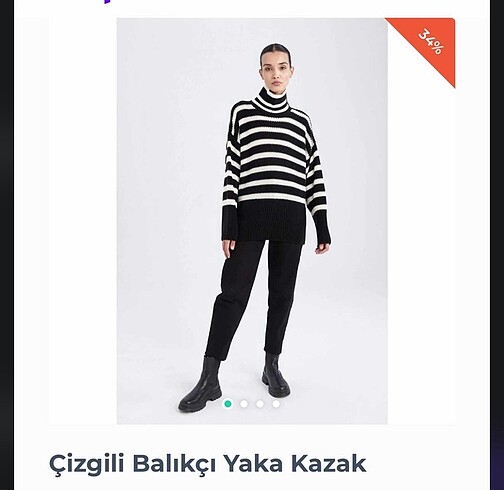 Çizgili Balıkçı Yaka Kazak