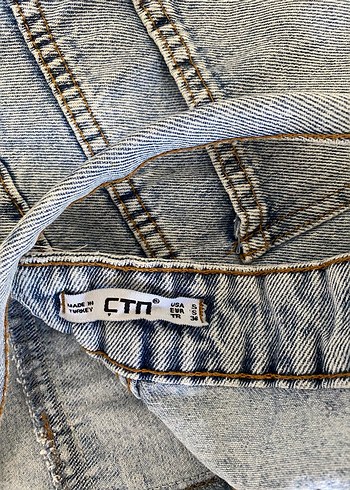 Kadın Mavi Denim Mini Askılı Şort Tulum - Görsel 6