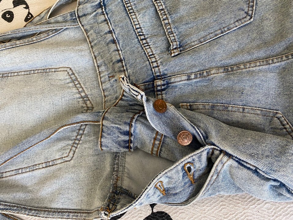 Kadın Mavi Denim Mini Askılı Şort Tulum - Görsel 3