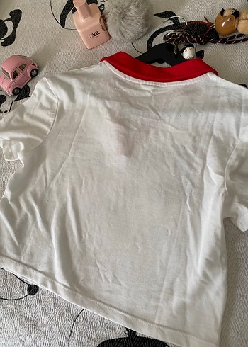 Defacto Kırmızı Yakalı Beyaz Kadın Tişört - Görsel 8