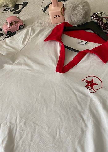 Defacto Kırmızı Yakalı Beyaz Kadın Tişört - Görsel 5