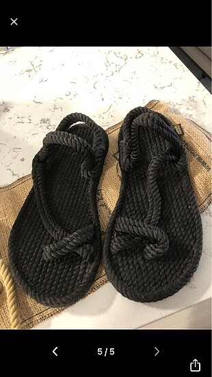 39 Beden siyah Renk İp sandalet