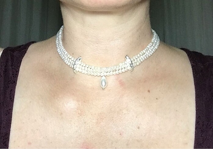 Vakko 925 ayar gerçek inci choker(tasma)