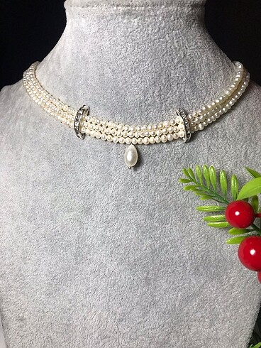 925 ayar gerçek inci choker(tasma)