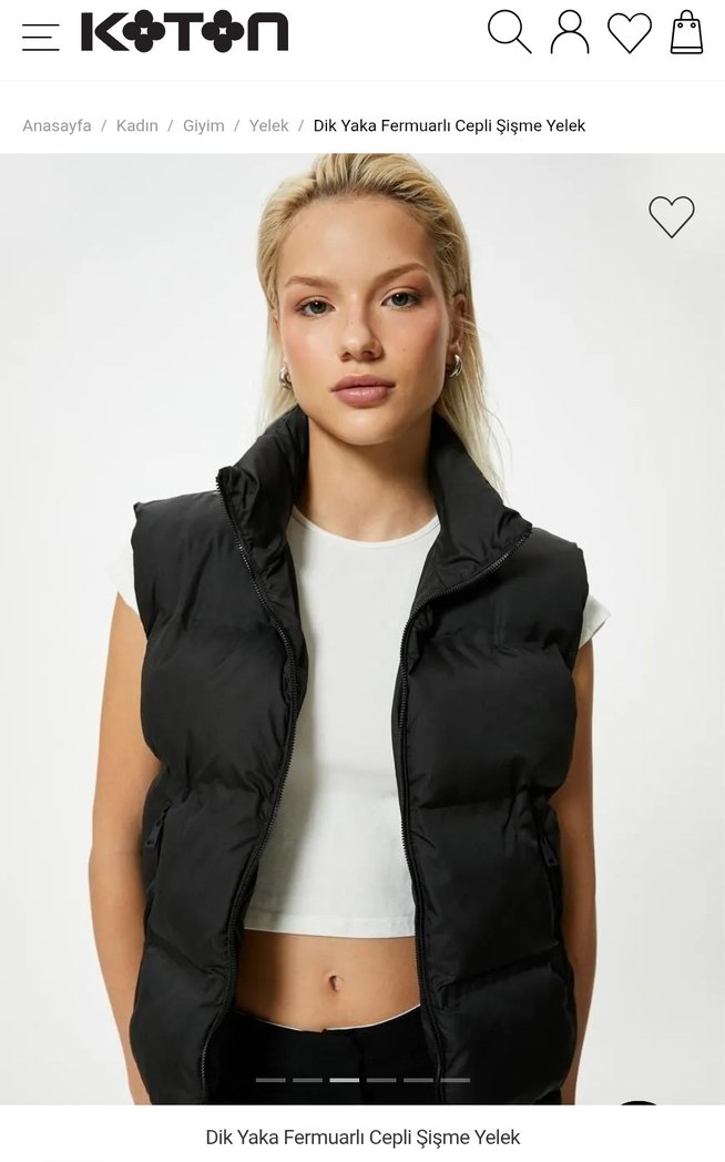 Siyah Dik Yaka Fermuarlı Şişme Yelek - Görsel 2