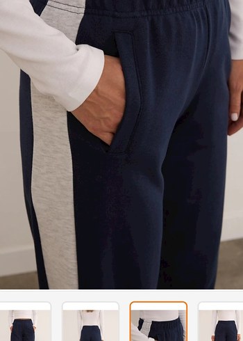 Gri Çizgili Beyaz Kadın Eşofman Altı - Görsel 6