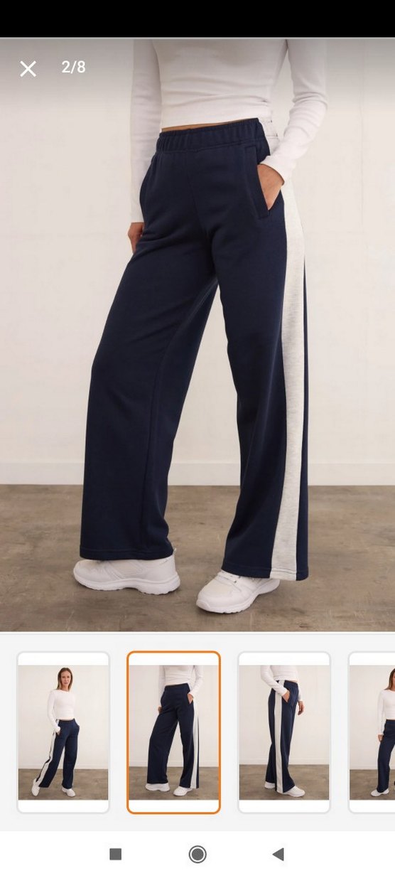 Gri Çizgili Beyaz Kadın Eşofman Altı - Görsel 2