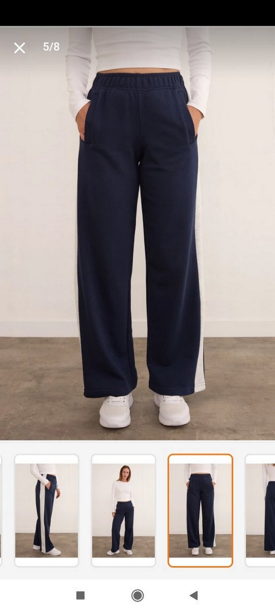 Gri Çizgili Beyaz Kadın Eşofman Altı - Görsel 5