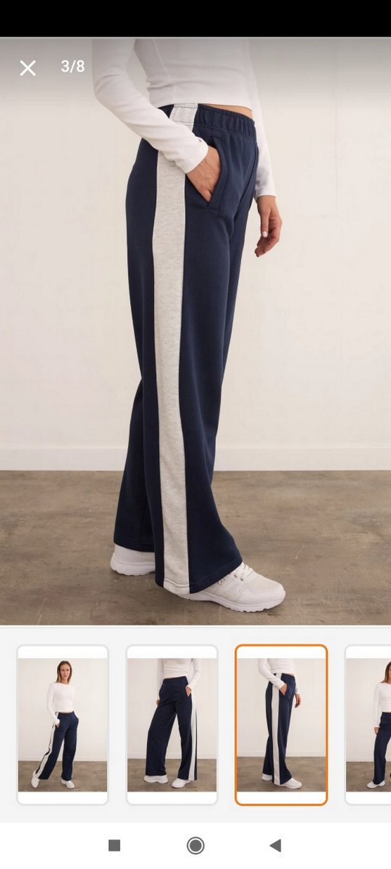 Gri Çizgili Beyaz Kadın Eşofman Altı - Görsel 3