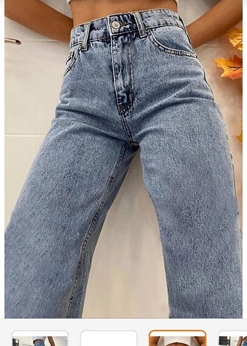 26 Beden mavi Renk Gri Loose Fit Midi Kadın Denim Pantolon