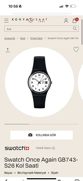 Beden beyaz Renk orijinal swatch erkek kol saati