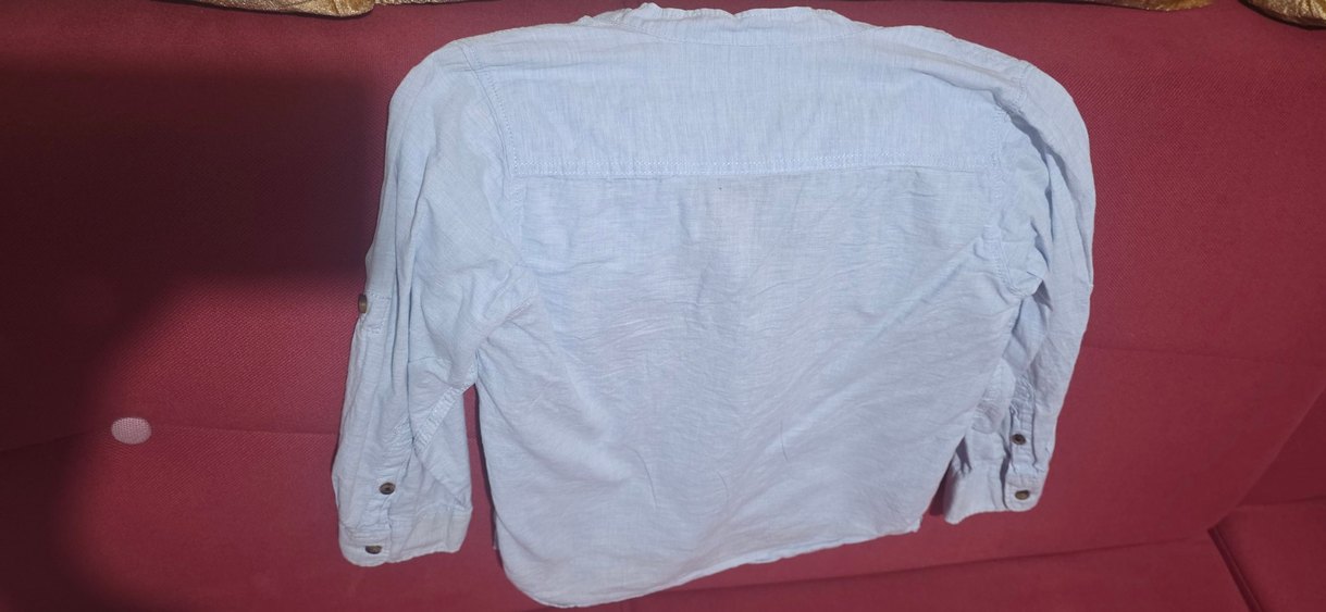 Düğmeli buz mavisi Pamuklu Erkek Çocuk Gömlek - Görsel 3