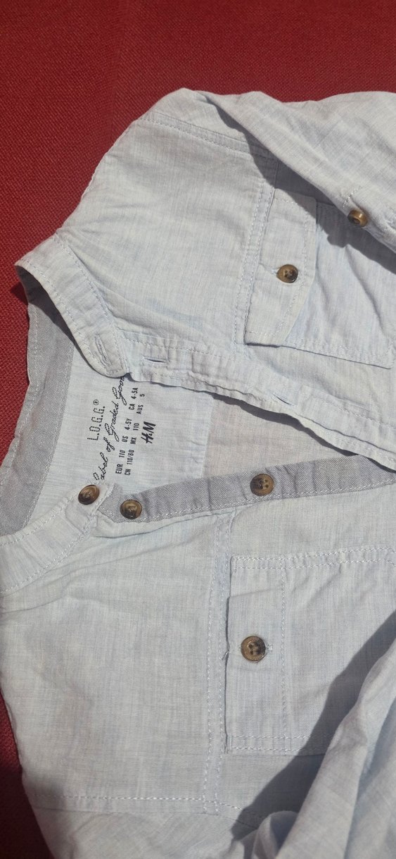 Düğmeli buz mavisi Pamuklu Erkek Çocuk Gömlek - Görsel 2