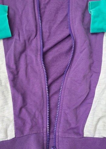Kız Çocuk Mor Kapüşonlu Fermuarlı Ceket - Görsel 2