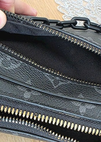 Gri Deri Zincir Detaylı Erkek Çanta - Görsel 4