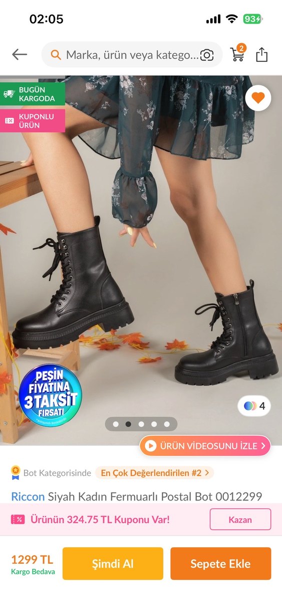 Riccon Siyah Kadın Fermuarlı Postal Bot - Görsel 2