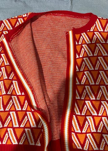 Kadın Renkli Örgü Hırka V-Yaka - Görsel 3