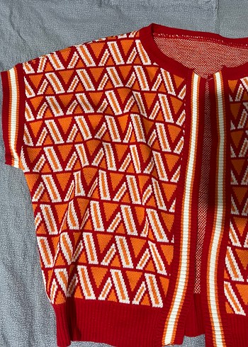 Kadın Renkli Örgü Hırka V-Yaka - Görsel 2