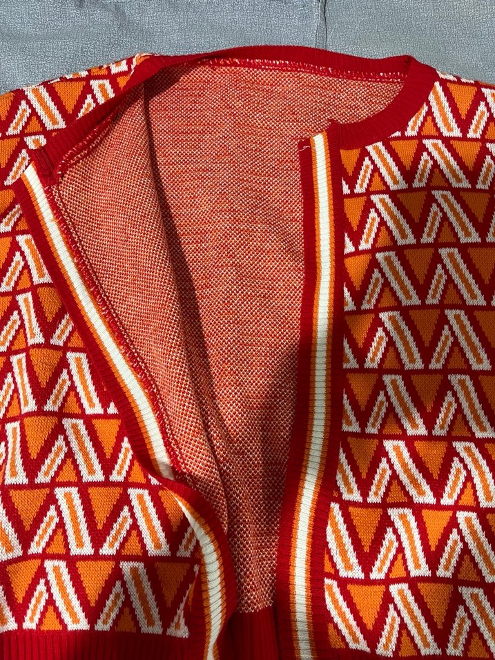 Kadın Renkli Örgü Hırka V-Yaka - Görsel 3