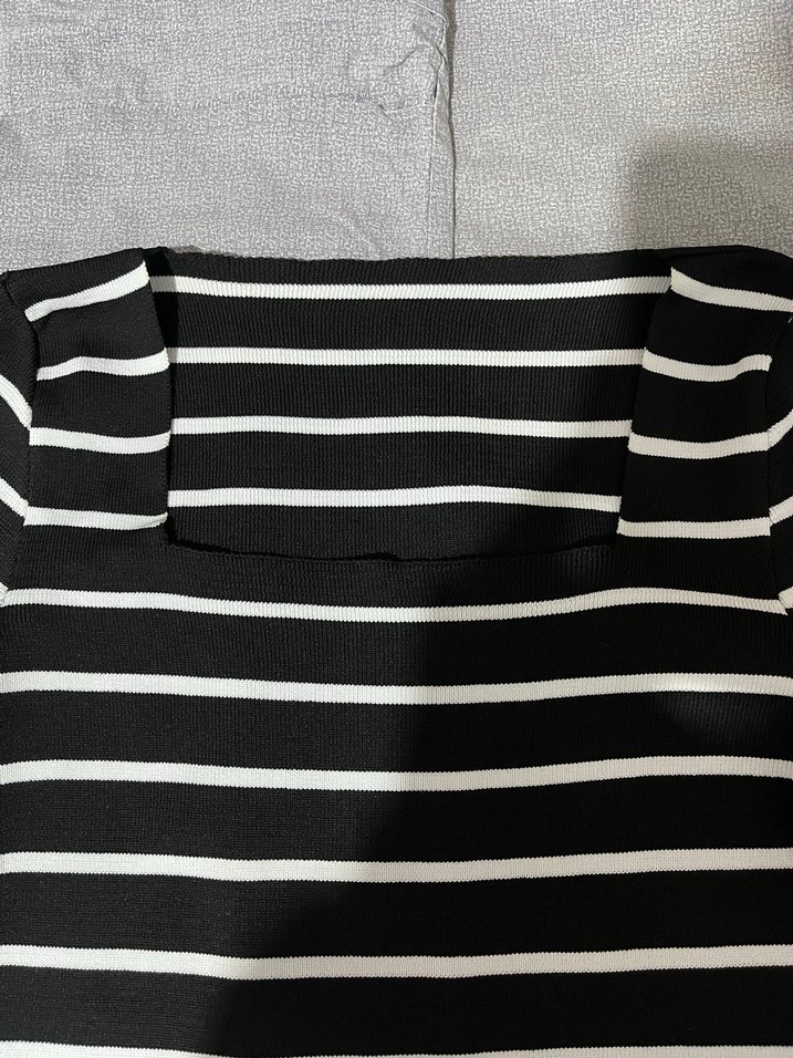 Çizgili Siyah Kadın Uzun Kollu Triko - Görsel 4