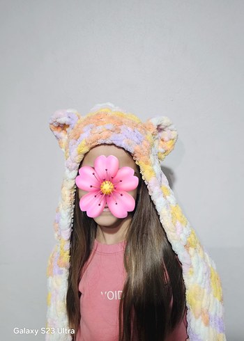 Çok Renkli Örgü Çocuk Bere ve Atkı Seti - Görsel 4