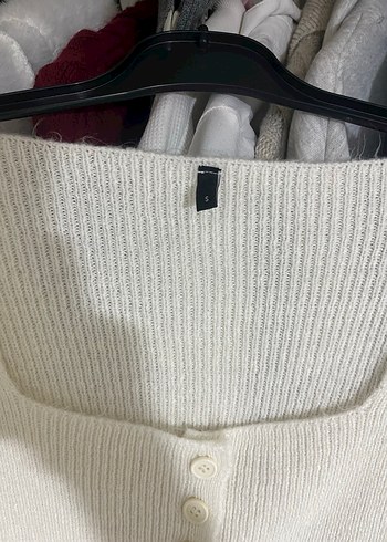 Beyaz Triko Fitilli Uzun Kollu Hırka - Görsel 2