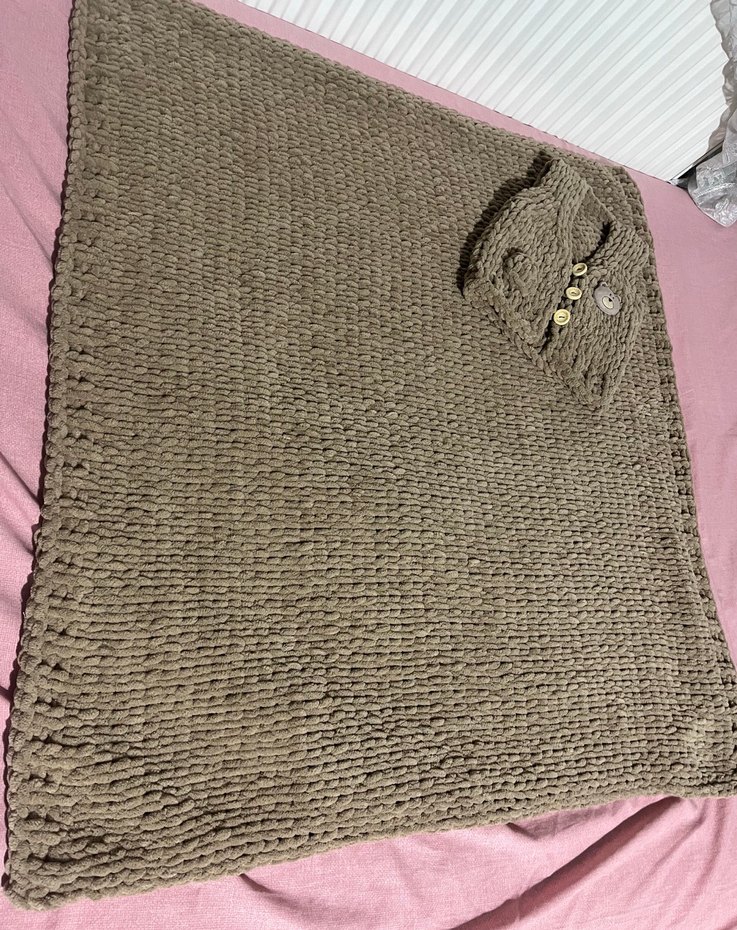 Yeni doğan örgü yelek battaniye takım - Görsel 2