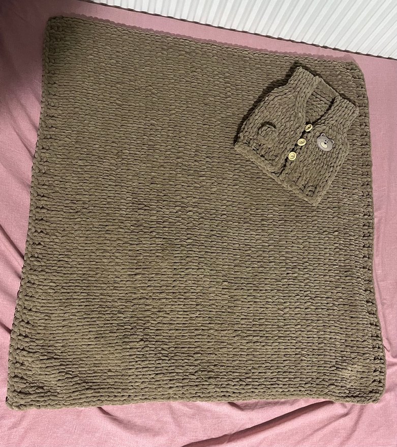 Yeni doğan örgü yelek battaniye takım - Görsel 3