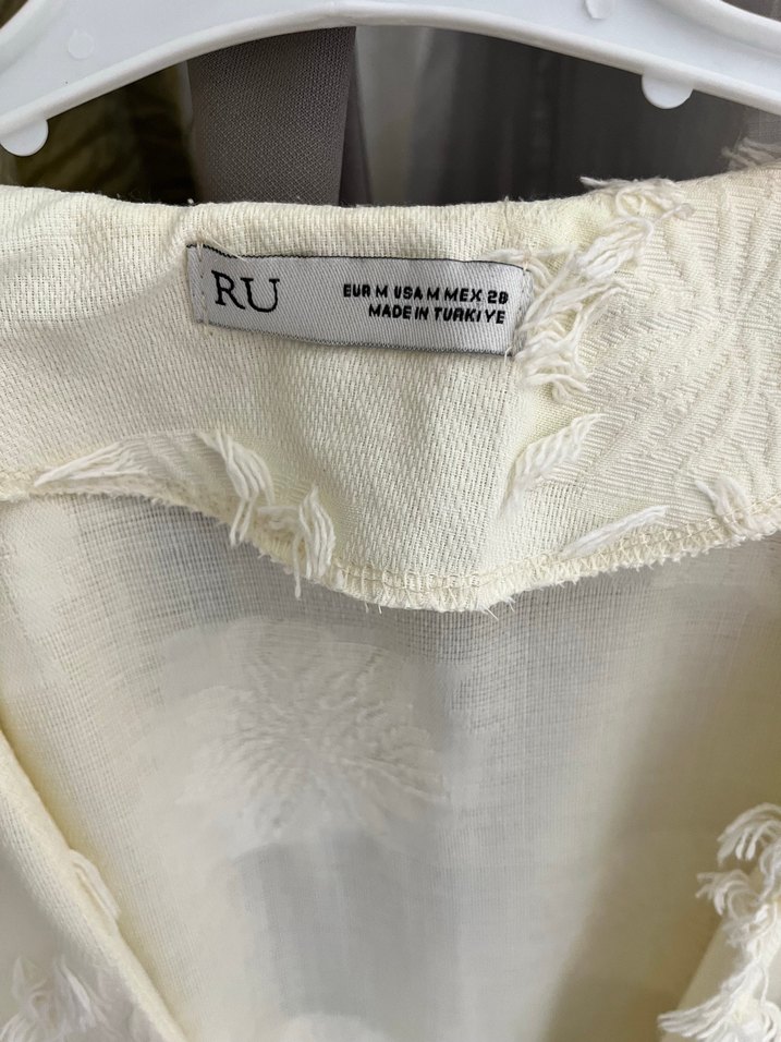 Nakışlı Beyaz Keten Bohem Kadın Hırka - Görsel 2