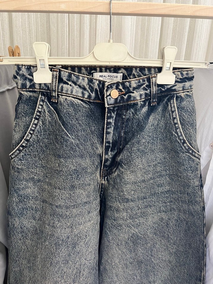 Gri Tie-Dye Loose Fit Kadın Jean - Görsel 2