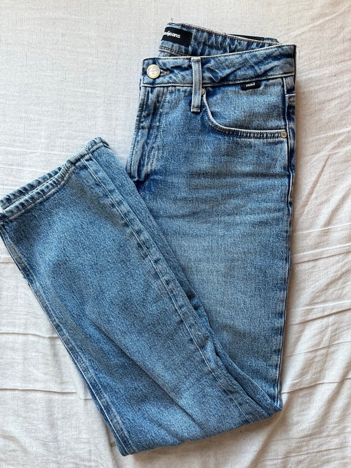 Kadın Gri Mavi Denim düz Kesim Pantolon - Görsel 3