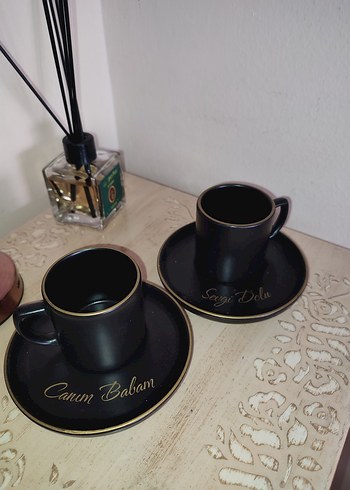 Siyah Gold Detaylı Kahve Fincanı Seti