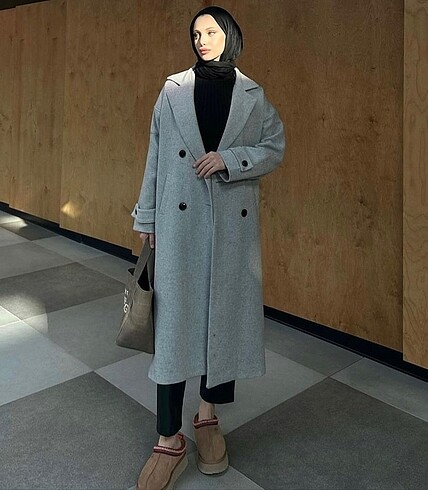Zara GRİ KABAN BEYMEN MODEL