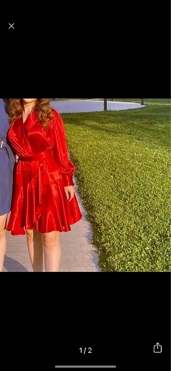 Kırmızı saten elbise moda çelikler