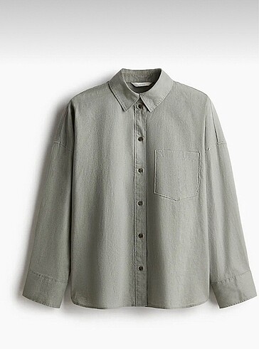 H&M H&M haki keten gömlek