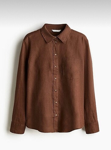 H&M kahverengi keten gömlek